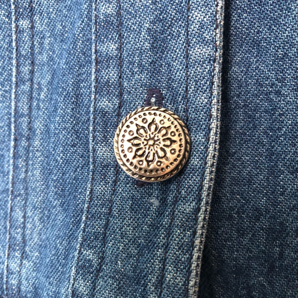 Vintage Southwestern Embroidered Boho Fringe Denim Jacket - Picture 4 of 6